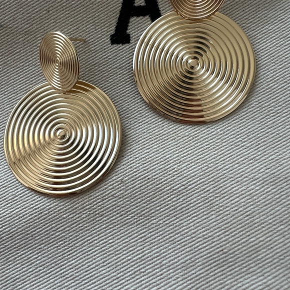 Gold Spiral Statement Earrings - New - Picture 3 of 5
